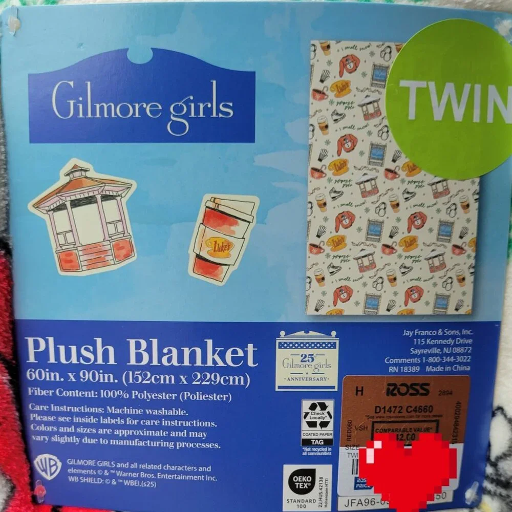 Gilmore Girls Plush Blanket Twin Stars Hollow I Smell Snow Lukes Diner White New - Picture 2 of 2